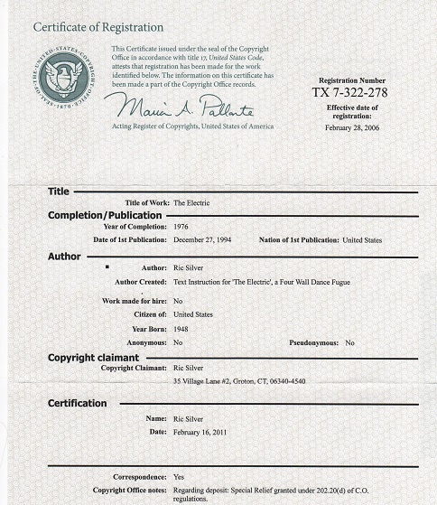 Certificado de registro de una obra en EE.UU.